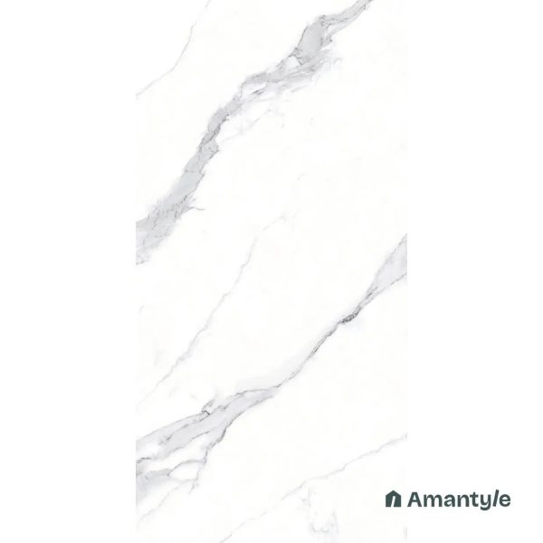 White Vitrified Marble Design Slab Wall & Floor Tile Code 100020 (800x1600 mm, Polished Book Match) - Image 2