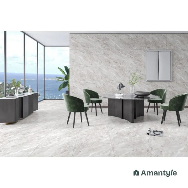 White Vitrified Marble Design Slab Wall & Floor Tile Code 100041 (800x1600 mm, Satin)