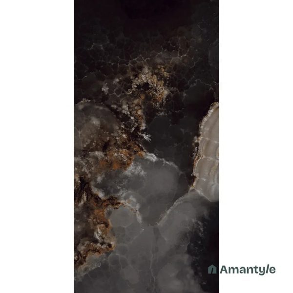 Black Vitrified Marble Design Wall & Floor Tile Code 100071 (600x1200 mm, Polished) - Image 3