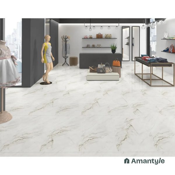 White Vitrified Marble Design Wall & Floor Tile Code 100106 (600x1200 mm, Polished)