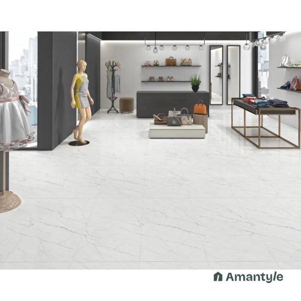 White Vitrified Marble Design Wall & Floor Tile Code 100119 (600x1200 mm, Polished)