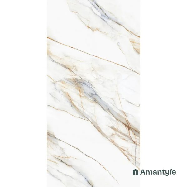 White Vitrified Marble Design Wall & Floor Tile Code 100308 (600x1200 mm, Polished)