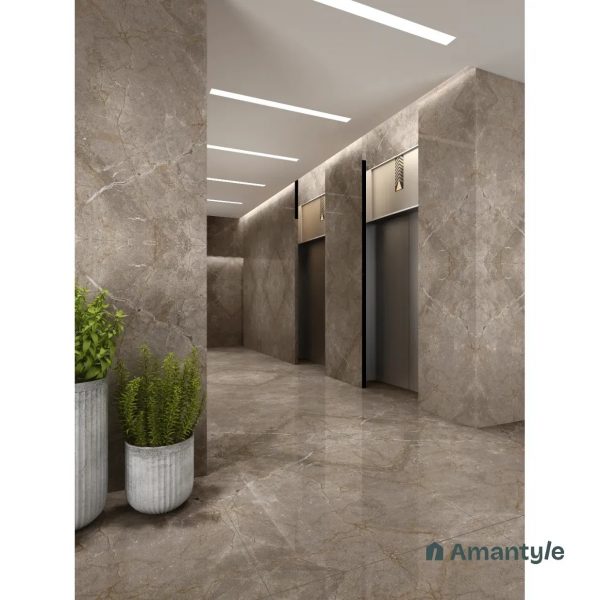 Brown Vitrified Marble Design Slab Wall & Floor Tile Code 100359 (1200x1800 mm, Polished Book Match)