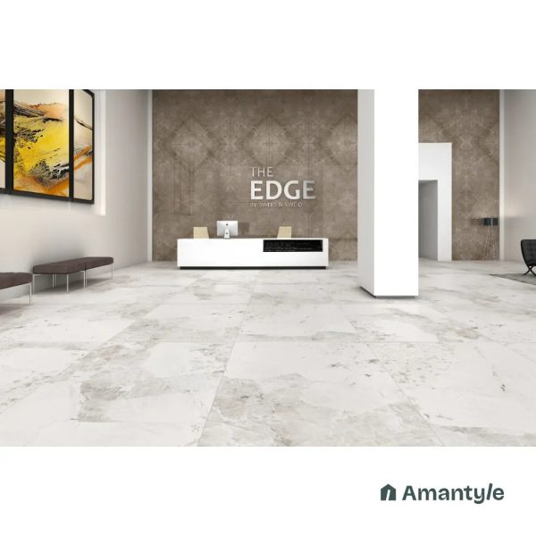 White Vitrified Marble Matt & Carving Slab Wall & Floor Tile Code 100374 (1200x1800 mm, Aura)