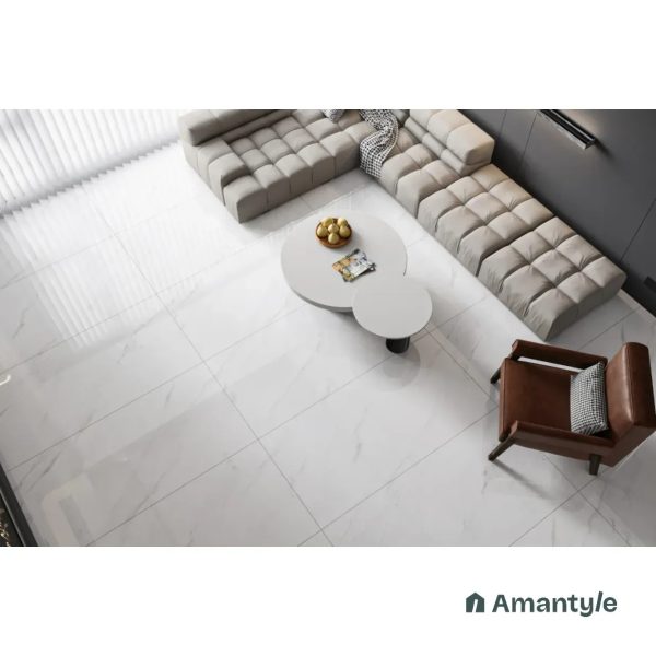 White Vitrified Marble Design Slab Wall & Floor Tile Code 100391 (800x1600 mm, Polished)