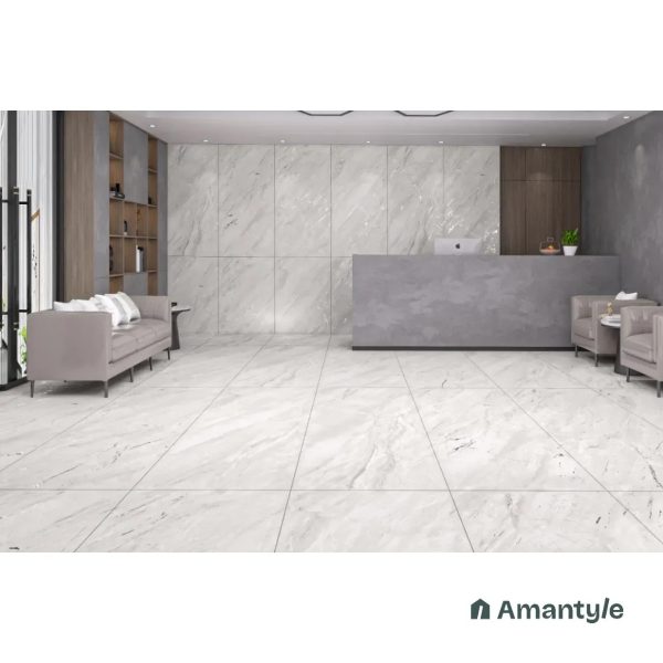 White Vitrified Marble Design Slab Wall & Floor Tile Code 100403 (800x1600 mm, Dazzle Matt)