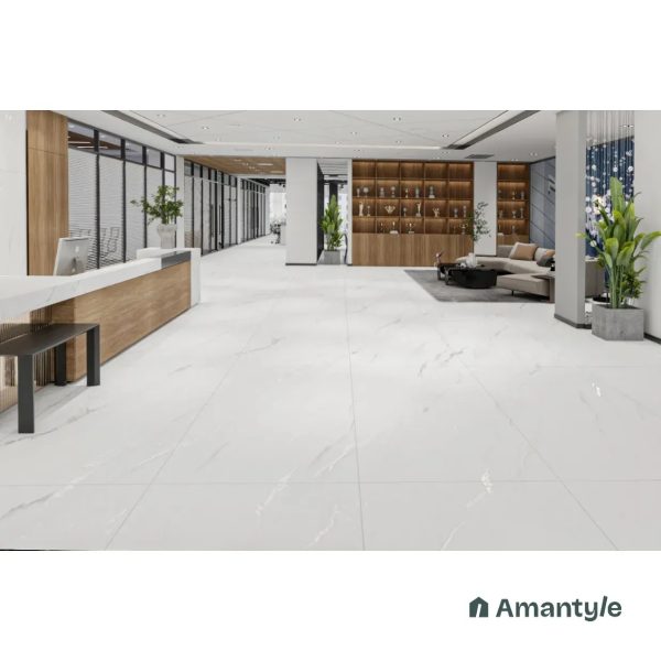 White Vitrified Marble Design Slab Wall & Floor Tile Code 100405 (800x1600 mm, Dazzle Matt)