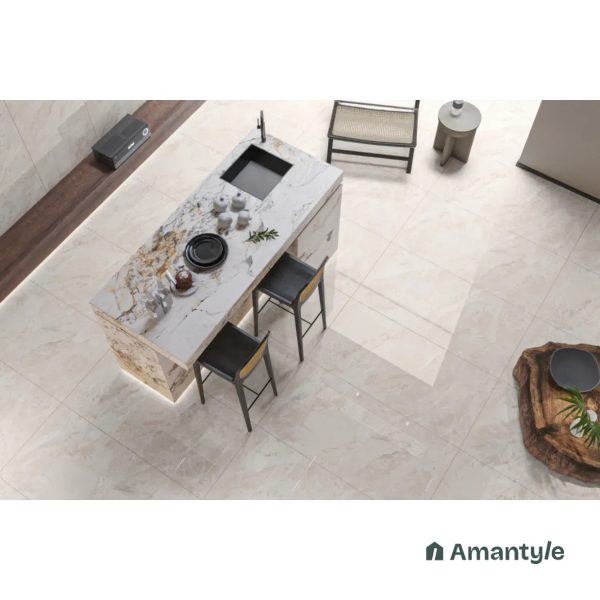 Cream Vitrified Marble Design Wall & Floor Tile Code 100413 (600x1200 mm, Polished)