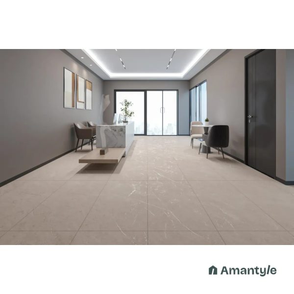Beige Vitrified Marble Matt & Carving Wall & Floor Tile Code 100437 (600x1200 mm, Dazzle Matt)
