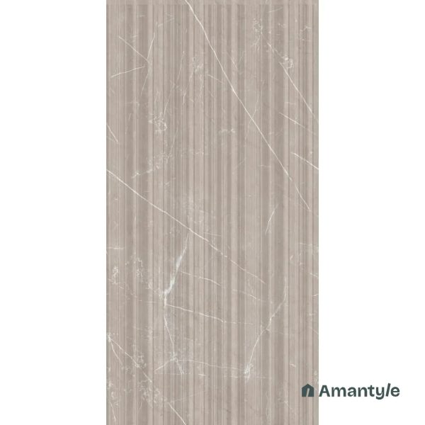Beige Vitrified Marble Matt & Carving Fluted Slab Wall Tile Code 100441 (600x1200 mm, Fluted Matt) - Image 5