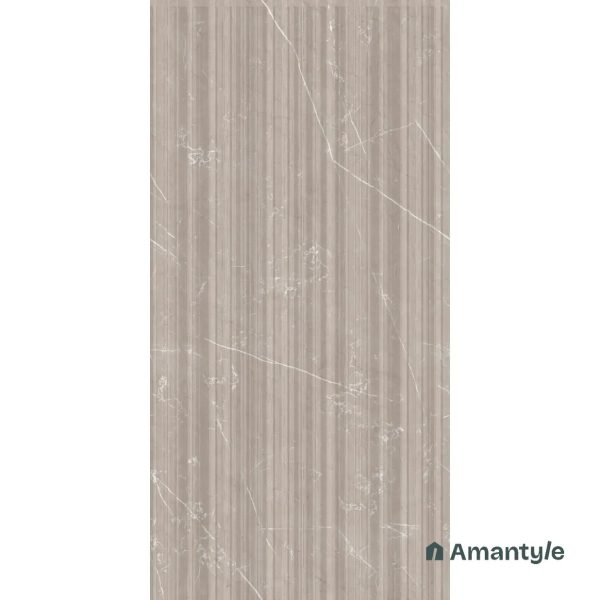 Beige Vitrified Marble Matt & Carving Fluted Slab Wall Tile Code 100441 (600x1200 mm, Fluted Matt) - Image 4