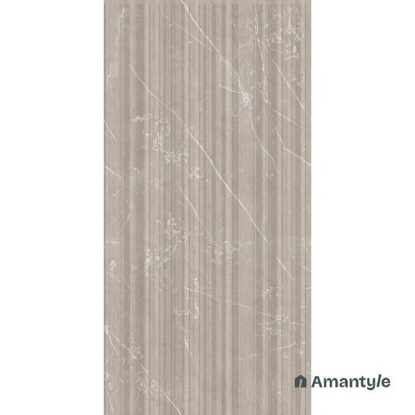 Beige Vitrified Marble Matt & Carving Fluted Slab Wall Tile Code 100441 (600x1200 mm, Fluted Matt) - Image 3