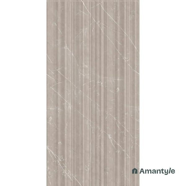 Beige Vitrified Marble Matt & Carving Fluted Slab Wall Tile Code 100441 (600x1200 mm, Fluted Matt) - Image 2