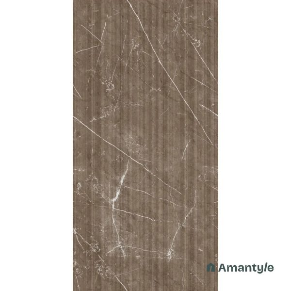 Brown Vitrified Marble Matt & Carving Fluted Slab Wall Tile Code 100443 (600x1200 mm, Fluted Matt) - Image 5