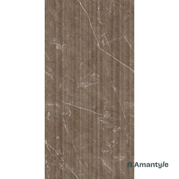 Brown Vitrified Marble Matt & Carving Fluted Slab Wall Tile Code 100443 (600x1200 mm, Fluted Matt) - Image 4