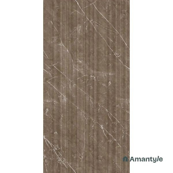 Brown Vitrified Marble Matt & Carving Fluted Slab Wall Tile Code 100443 (600x1200 mm, Fluted Matt) - Image 2