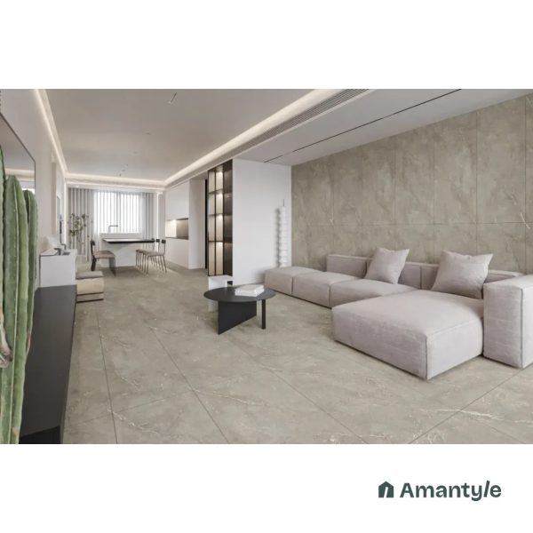 Grey Vitrified Marble Matt & Carving Wall & Floor Tile Code 100449 (600x1200 mm, Dazzle Matt)