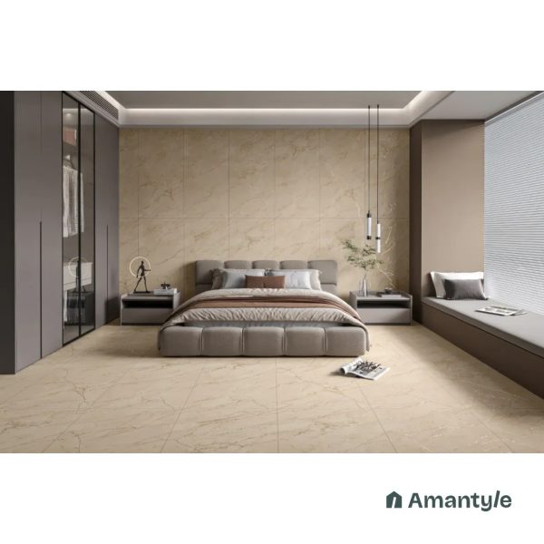 Beige Vitrified Marble Matt & Carving Wall & Floor Tile Code 100451 (600x1200 mm, Dazzle Matt)