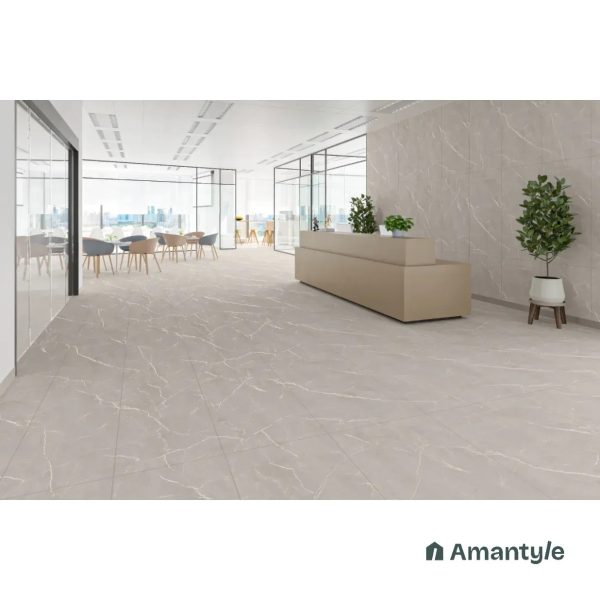 Grey Vitrified Marble Matt & Carving Wall & Floor Tile Code 100455 (600x1200 mm, Dazzle Matt)
