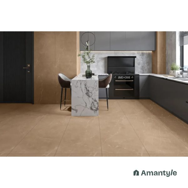 Brown Vitrified Marble Matt & Carving Wall & Floor Tile Code 100459 (600x1200 mm, Dazzle Matt)