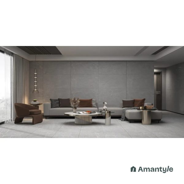 Grey Vitrified Marble Matt & Carving Wall & Floor Tile Code 100526 (600x1200 mm, Dazzle Matt)