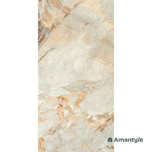 Ivory Vitrified Marble Design Slab Wall & Floor Tile Code 100553 (1200x2400 mm, Polished Book Match) - Image 3