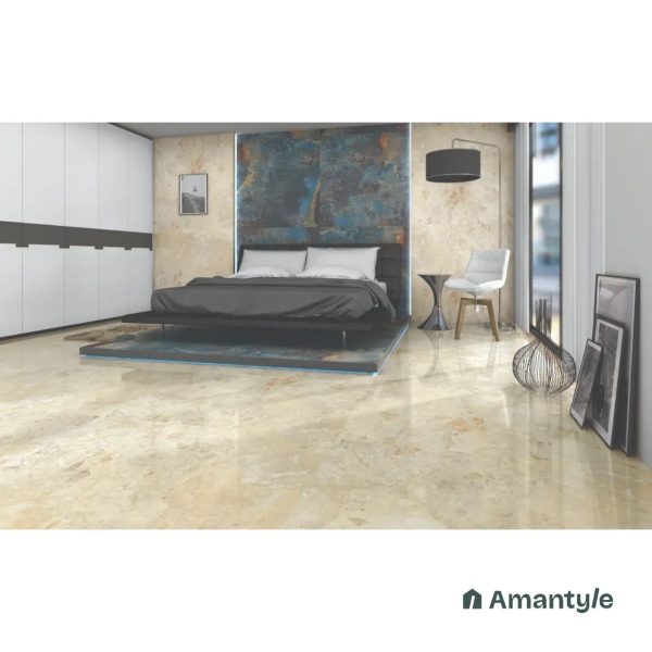 Beige Vitrified Marble Design Wall & Floor Tile Code 100636 (1200x1200 mm, Polished)