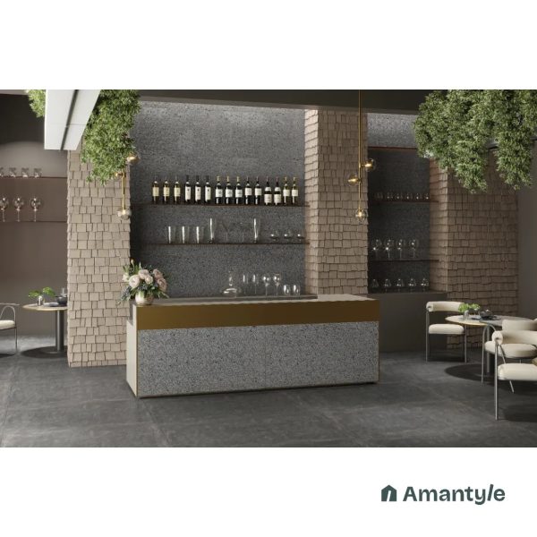Brown Vitrified Concrete & Grey Wall & Floor Tile Code 100804 (600x1200 mm, Color Body)