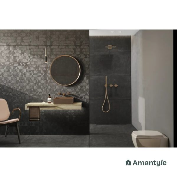 Brown Vitrified Concrete & Grey Wall & Floor Tile Code 100806 (600x1200 mm, Color Body)