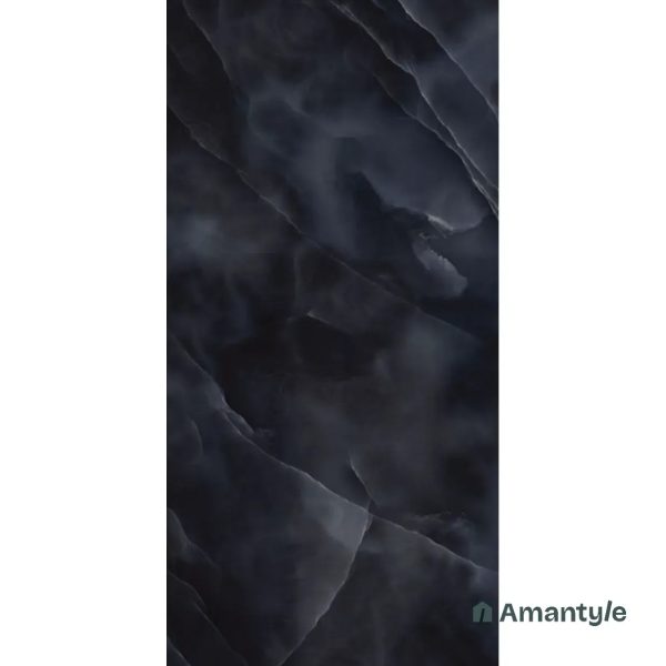 Black Vitrified Marble Design Wall & Floor Tile Code 110049 (600x1200 mm, Polished)
