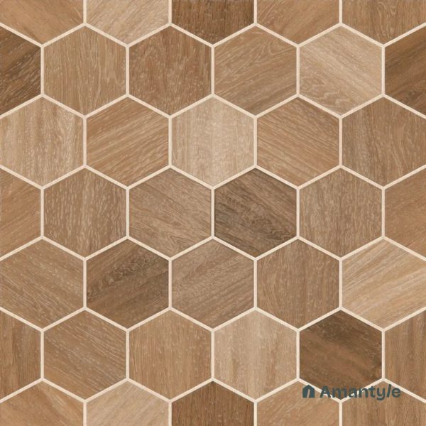 Brown Vitrified  Wooden Floor Tile Code 120052 (400X400 mm, Matt)