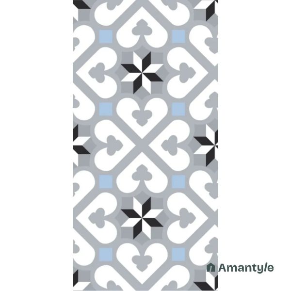 Grey Vitrified Moroccan  Wall & Floor Tile Code 140041 (600x600 mm, Matt)