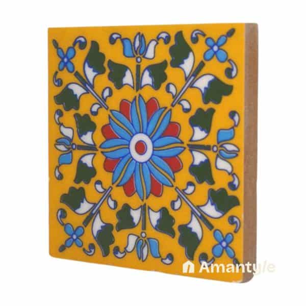 Yellow Ceramic  Moroccan Wall & Step Raiser Tile Code 590022 (75x75 mm, Glossy) - Image 2