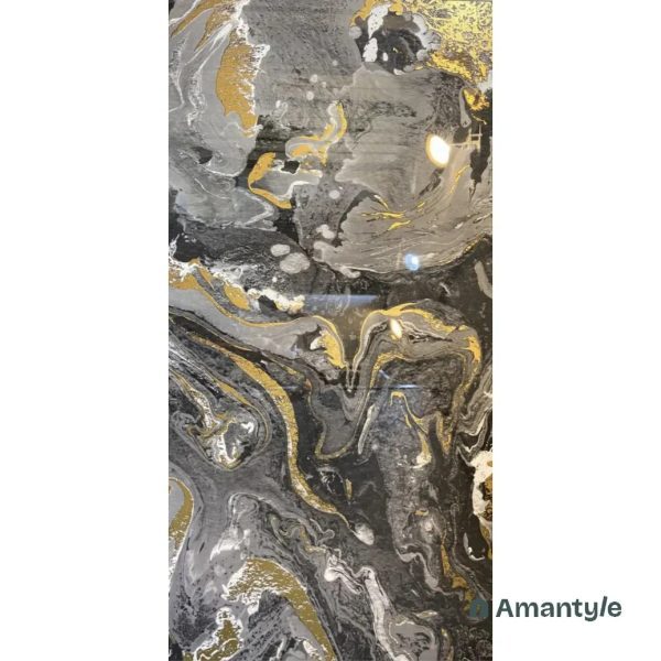 Grey Vitrified Decor & Highlighter Wall & Floor Tile Code 220065 (600x1200 mm, Polished)