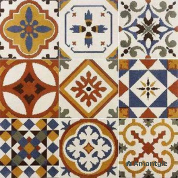 Multicolor 3rd Fire Moroccan Wall & Floor Tile Code 250009 (200x200 mm, Matt)