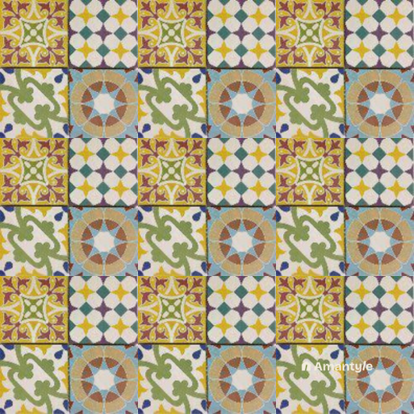 Multicolor 3rd Fire Moroccan Wall & Floor Tile Code 250064 (200x200 mm, Matt)