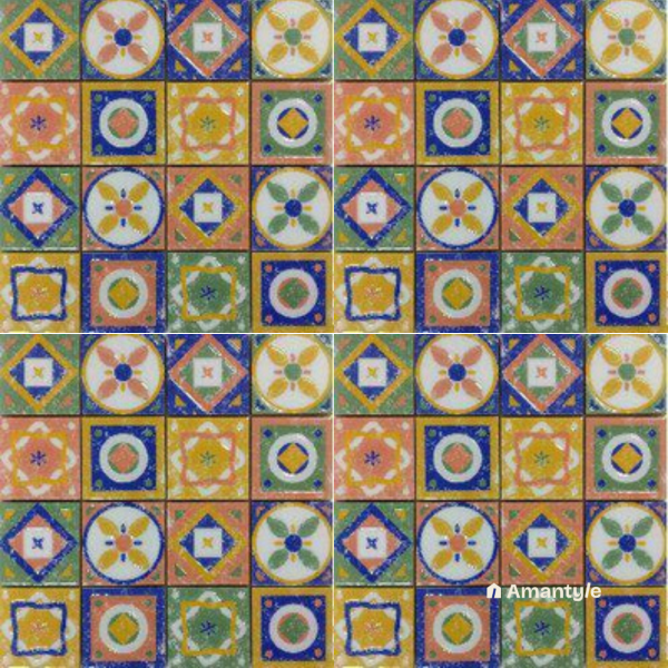 Multicolor 3rd Fire Moroccan Wall & Floor Tile Code 250075 (200x200 mm, Matt)