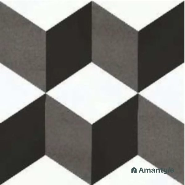 Black & White 3rd Fire Moroccan Wall & Floor Tile Code 250099 (300x300 mm, Matt)