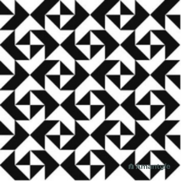 Black & White 3rd Fire Moroccan Wall & Floor Tile Code 250126 (300x300 mm, Matt)