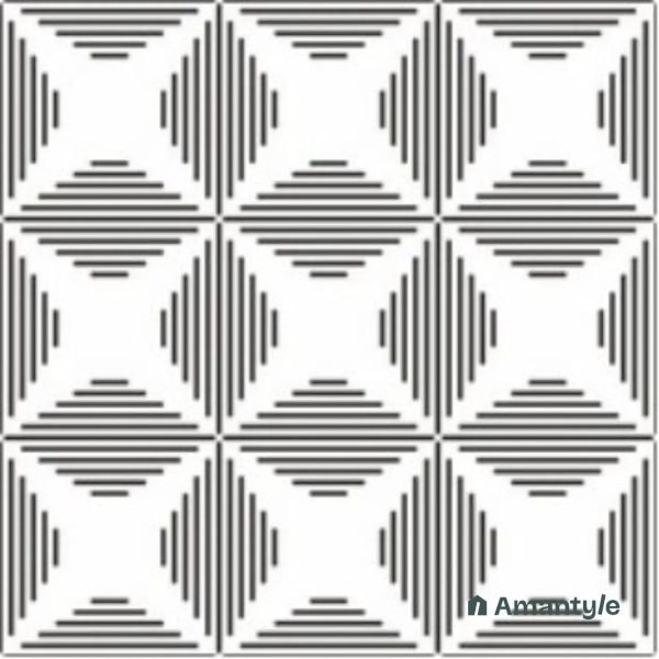 Black & White 3rd Fire Moroccan Wall & Floor Tile Code 250171 (300x300 mm, Matt)