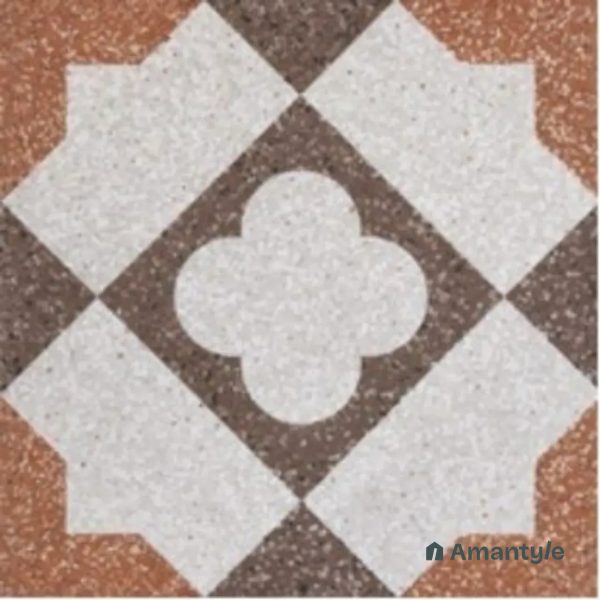 Maroon 3rd Fire Moroccan Wall & Floor Tile Code 250213 (300x300 mm, Matt)