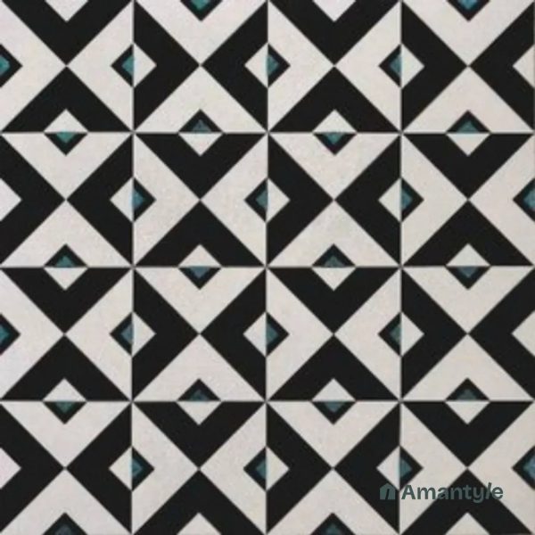 Black & White 3rd Fire Moroccan Wall & Floor Tile Code 250252 (600x600 mm, Matt)