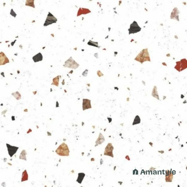 White 3rd Fire Terrazzo Wall & Floor Tile Code 250328 (600x600 mm, Matt)