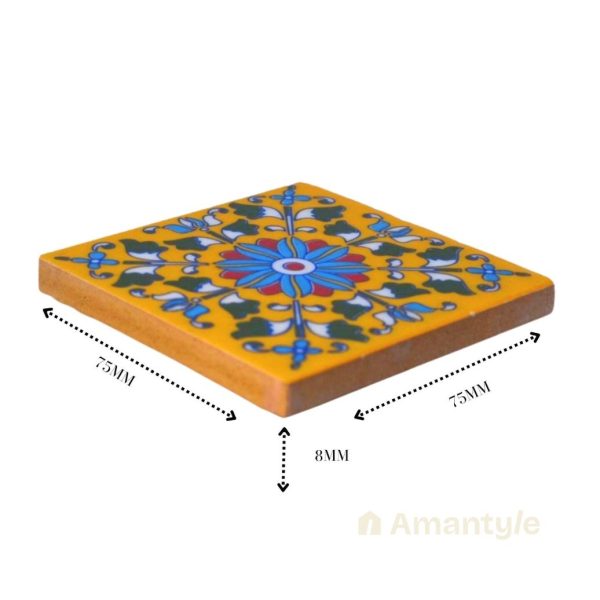 Yellow Ceramic  Moroccan Wall & Step Raiser Tile Code 590022 (75x75 mm, Glossy) - Image 3