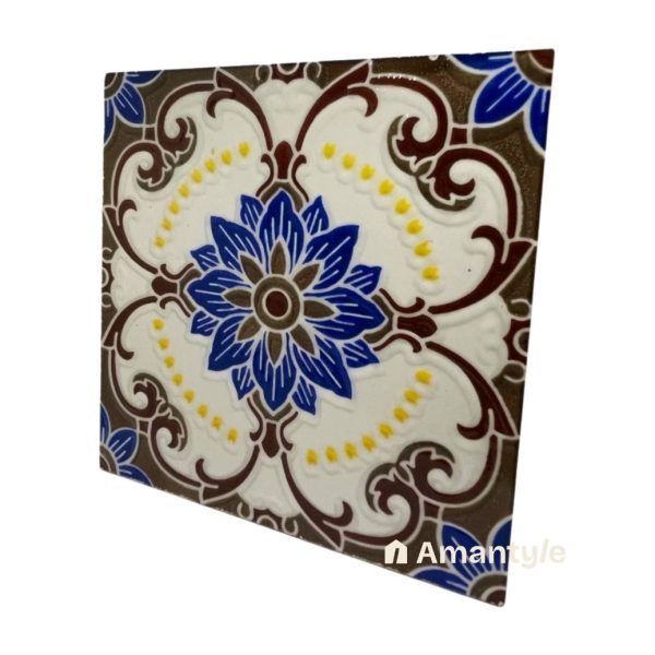Cream Ceramic  Moroccan Wall & Step Raiser Tile Code 590004 (150x150 mm, Gloss Emboss) - Image 2