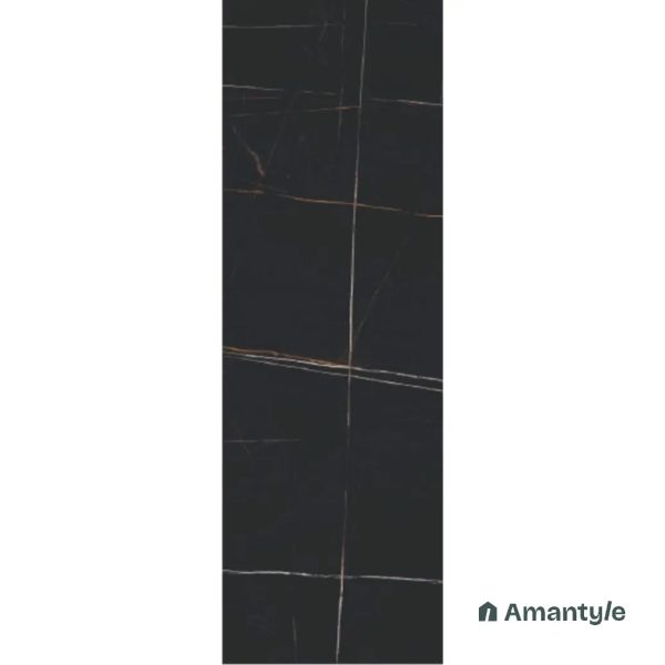 Black Vitrified Marble Design Wall & Floor Tile Code 170013 (800x2400 mm, Polished)